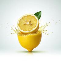 Juicy half lemon slice perfect for culinary inspiration and food styling photo