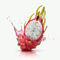Dragon Fruit Arranged in Slices on White photo
