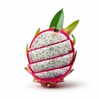 Sliced Pieces of Dragon Fruit on a White Backdrop photo
