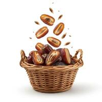 Abundant fresh dates fruit overflowing in basket under open air setting for food enthusiasts photo