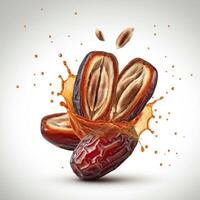 Fresh juicy dates fruit bursting open with vibrant colors for engaging social media posts photo