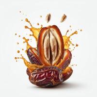 Radiant fresh juicy dates fruit bursting open vibrantly for eye-catching food compositions photo