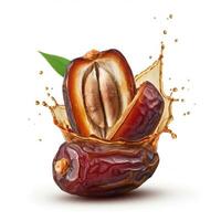 Exotic fresh juicy dates fruit bursting open artistically for creative food styling concepts photo