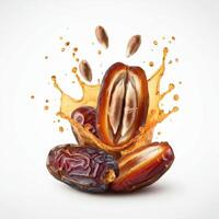 Decadent fresh juicy dates fruit bursting open sumptuously for festive holiday spreads photo