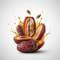 Scrumptious fresh juicy dates fruit bursting open delightfully for casual yet refined snacks photo