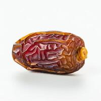 Exotic fresh whole dates fruit presented on white background for creative food compositions photo