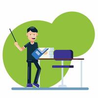 Male Teacher Explaining a Lesson in Front of the Class with book vector