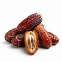 Scrumptious half slice fresh juicy dates fruit on white background for casual yet refined snacks photo