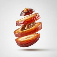 Wholesome fresh slice of dates fruit showcased on white background for nutritious snacking options photo