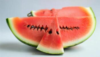 Half Slice of Juicy Watermelon Resting on White Background photo