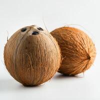 Exotic Whole Coconut on Pristine White Base photo