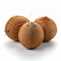 Neatly Placed Whole Coconut on White Canvas photo