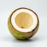 Fresh Half Coconut Slice on Minimal White Base photo