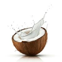 Exotic Half Coconut Slice on Pristine White Base photo