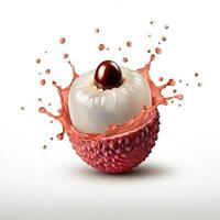 Crisp, Juicy Lychee Splitting Open in a Splash photo