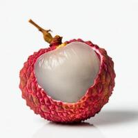 Close up of fresh and juicy lychee slice isolated on a white background photo