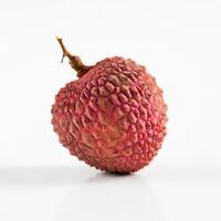 Whole fresh lychee on a bright white background, showcasing its juiciness and texture photo