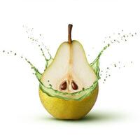 Vibrant pear fruit bursting with splash in abstract style photo