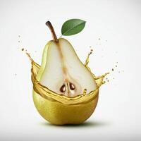 Elegant pear fruit bursting with splash in minimalist design photo