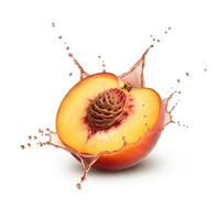 Juicy peach fruit bursting open with a splash for food bloggers and influencers photo