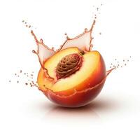 High quality photo of a peach bursting open with a splash for packaging design