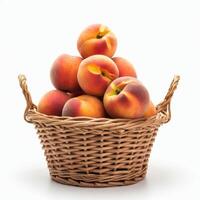 Fresh peaches overflowing in a basket for engaging social media posts photo