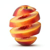 Fresh Peach Slices On White Background For Healthy Eating And Nutrition Concept photo