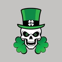 a skull wearing a green hat and shamrock vector
