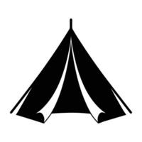 a tent icon in black and white on a white background vector