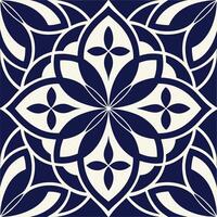 a blue and white tile design with a flower pattern. vector