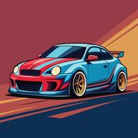 a cartoon car with a red and blue stripe vector