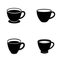 four different types of coffee cups on a white background vector