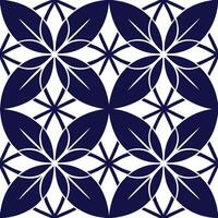 a blue and white pattern with leaves vector