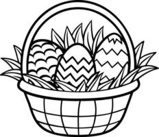 Easter Basket with Bow-Tied Eggs vector