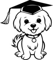 Smart Pup in Graduation Cap line art vector