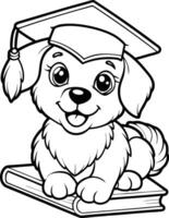 Puppy with Academic Cap line art vector