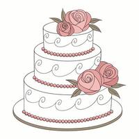 a wedding cake with roses on top vector