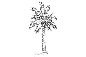 Continuous one line drawing beauty and exotic date palm tree for national park. Decorative phoenix dactylifera plant concept for plantation company. Single line draw design graphic illustration vector
