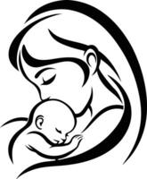 Silhouette of a Mother and Infant vector