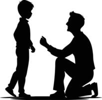 Silhouette of Adult and Child Interaction vector