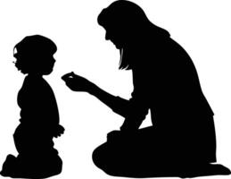 Silhouette of Mother and Child vector