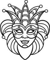 Happy Joker Face Drawing line art vector