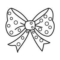 A black and white drawing of a bow with polka dots vector
