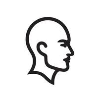 A man's head is shown in a line drawing vector