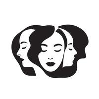 Three women's faces with their eyes closed vector