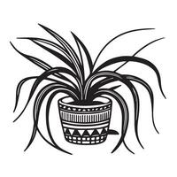 A black and white drawing of a plant in a pot vector