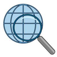 Illustration of a globe and magnifying glass icon vector