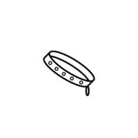 Outline Pet Collar with Golden Rivets on White Background vector