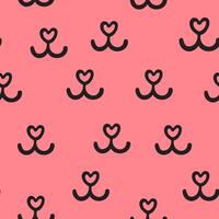 pink seamless pattern with heart shape noses of cats vector