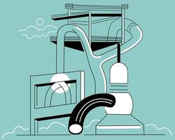 graphic abstract urban factory in retro style vector